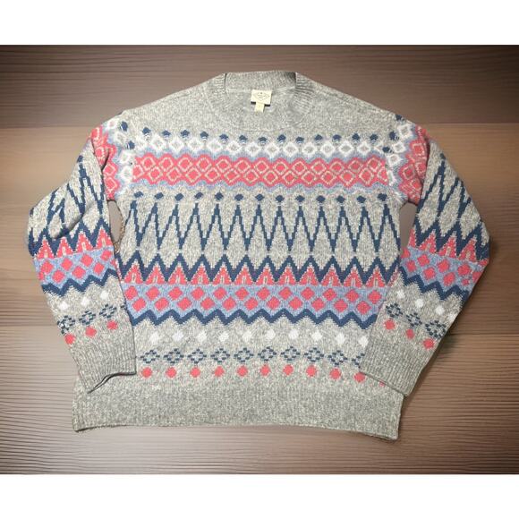 St. John’s Bay Knit Sweater Fair Isle Nordic Style Pullover Gray Women’s L - Picture 1 of 4